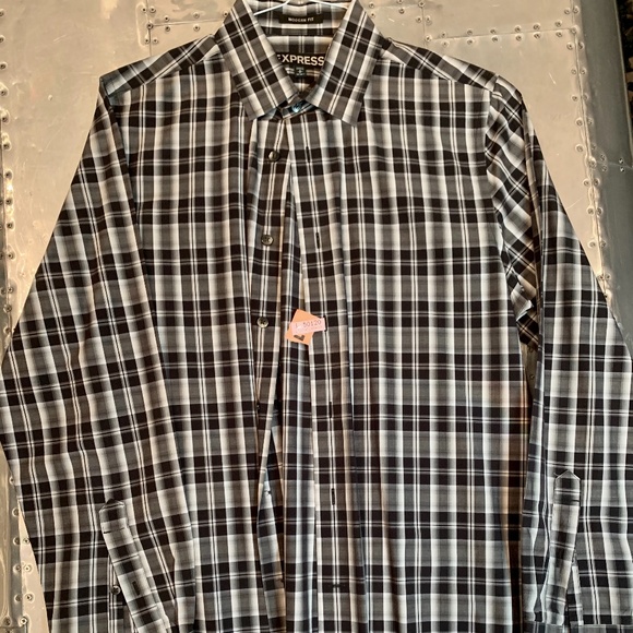 Express Modern Fit Plaid Dress Shirt - Picture 2 of 6